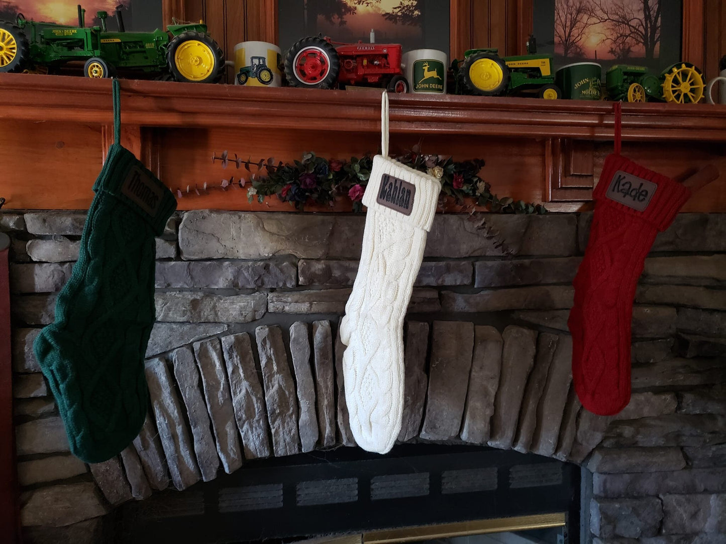 Personalized Christmas Stocking| Cable Knit Laser Engraved Stocking| Farmhouse Christmas Stocking| Cabin Decor| Old Fashioned Stocking
