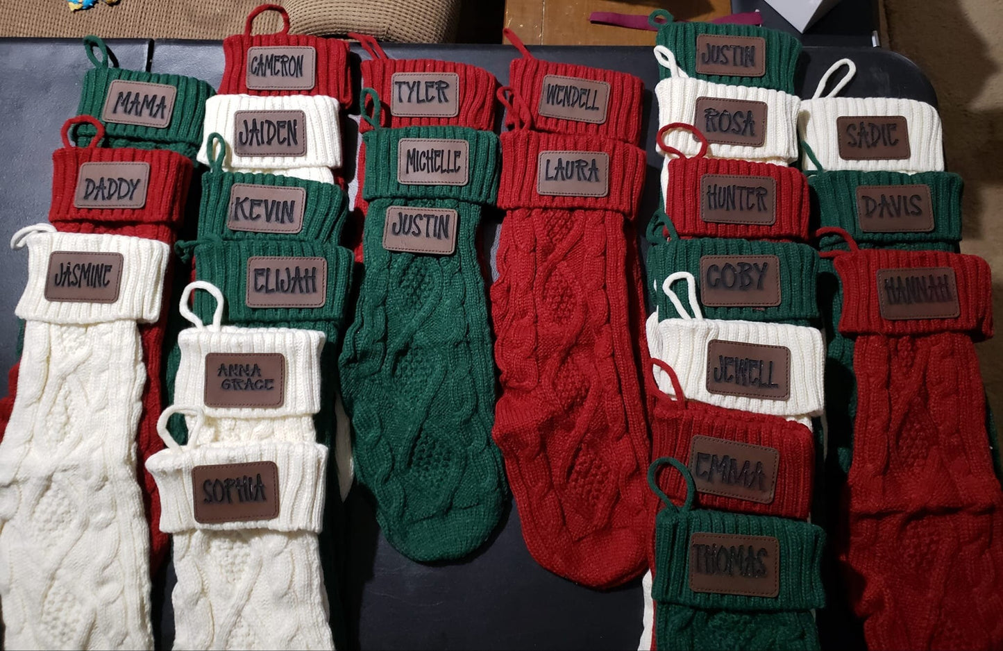 Personalized Christmas Stocking| Cable Knit Laser Engraved Stocking| Farmhouse Christmas Stocking| Cabin Decor| Old Fashioned Stocking