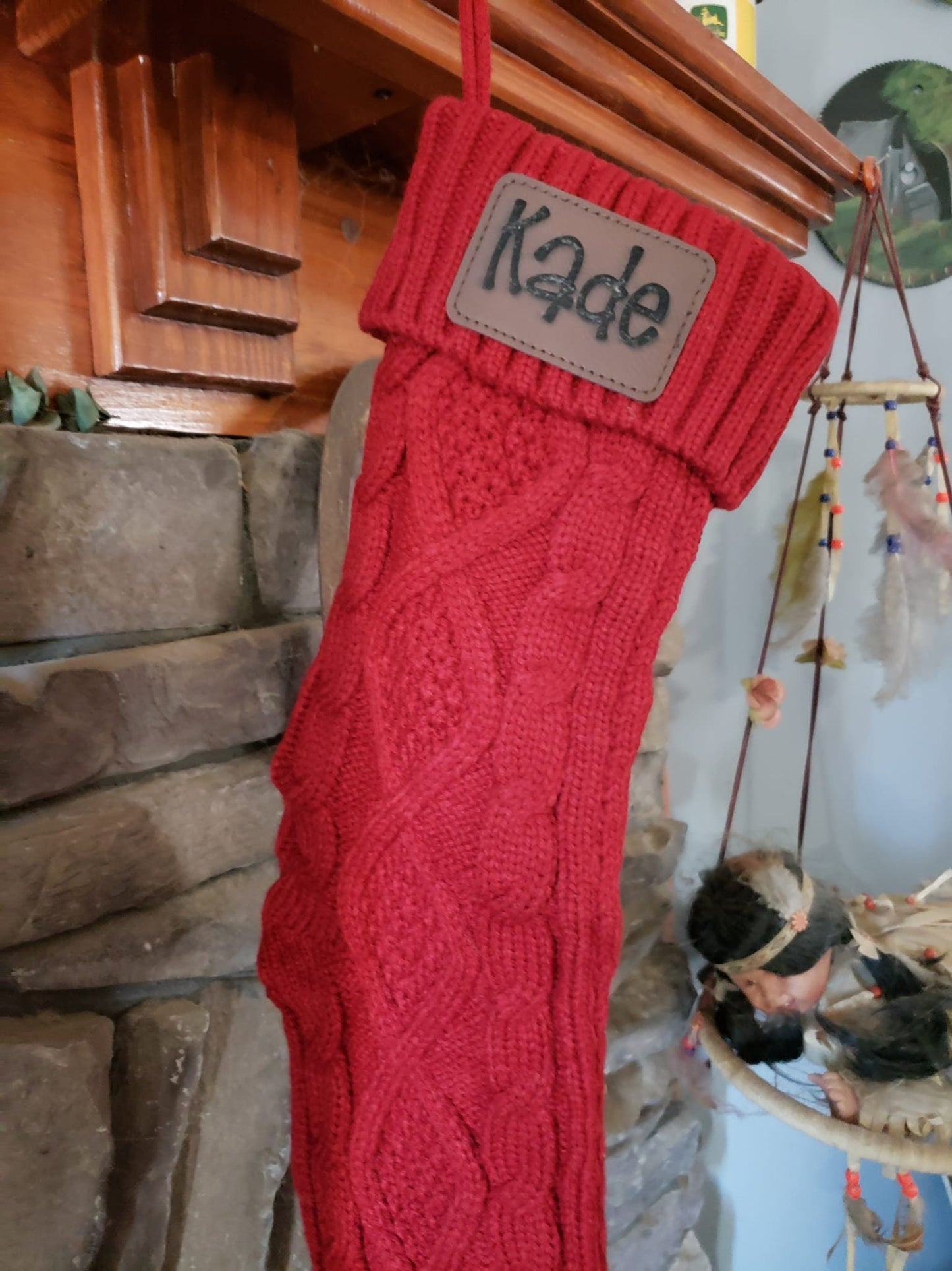 Personalized Christmas Stocking| Cable Knit Laser Engraved Stocking| Farmhouse Christmas Stocking| Cabin Decor| Old Fashioned Stocking