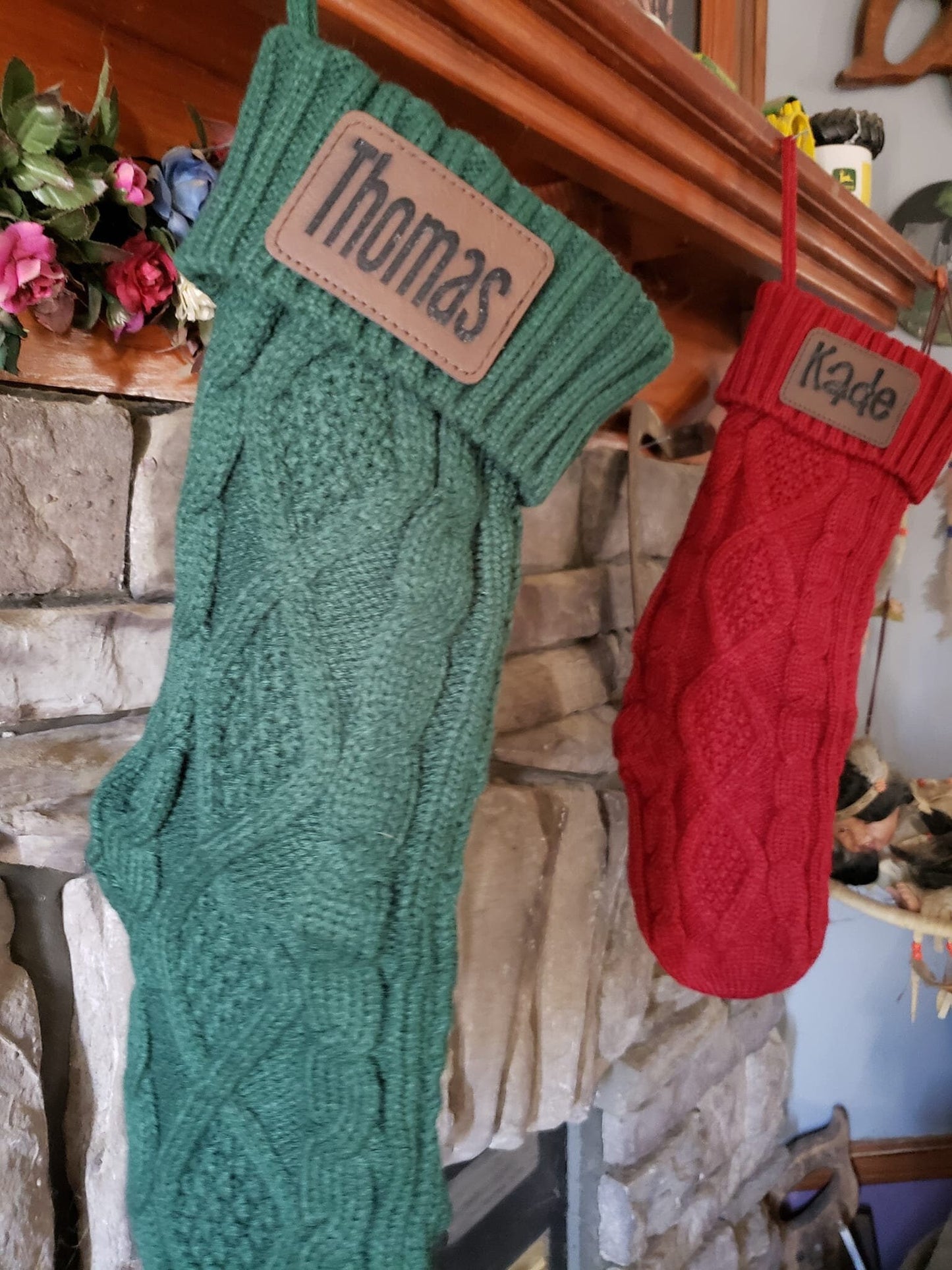 Personalized Christmas Stocking| Cable Knit Laser Engraved Stocking| Farmhouse Christmas Stocking| Cabin Decor| Old Fashioned Stocking