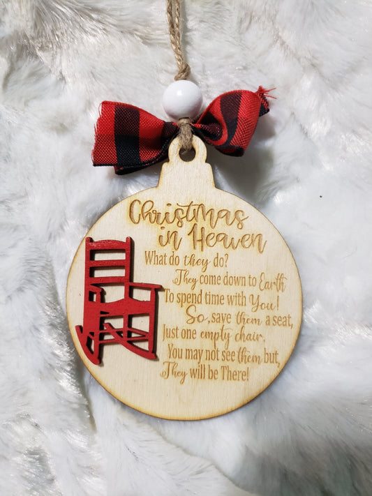 Christmas in Heaven Memorial Ornament| Memorial Christmas Ornament| Empty Chair Ornament