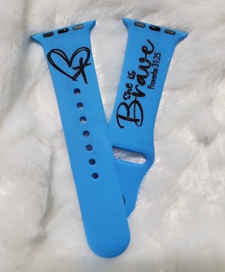 She is Brave Watch Band| Personalized Watch Band| Engraved Silicone Band| Motivational Band Handmade Giftv