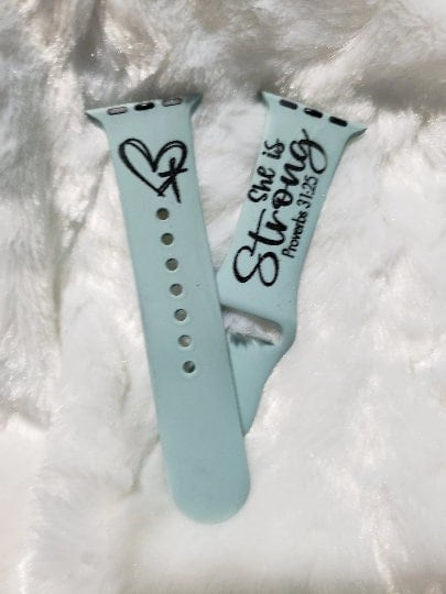 She is Strong Watch Band| Personalized Watch Band| Engraved Silicone Band| Motivational Band Handmade Giftv